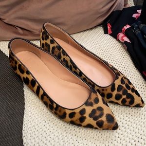 J. Crew Calf Hair Cheetah Print Pointed Flats 8